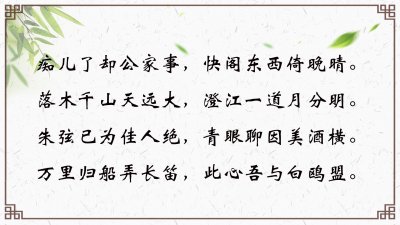 黄庭坚最豪放的一首诗:落木千山天远大,澄江一道月分明