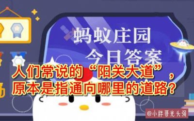 ​人们常说的“阳关大道”，原本是指通向哪里的道路？蚂蚁庄园答案