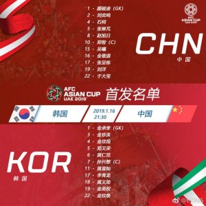 ​中韩大战首发出炉：国足轮换，韩国全主力，孙兴慜首发